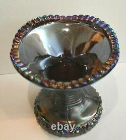 Imperial Amethyst Smoke Carnival Glass Punch Bowl Base Bellaire Pattern Antique