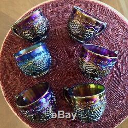 Imperial Antique Carnival Glass Purple Imperial Grape Punch Bowl set gorgeous