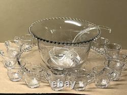Imperial CANDLEWICK 15-Piece Etched Floral #279 Punch Bowl Set-Gorgeous