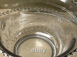 Imperial CANDLEWICK 15-Piece Etched Floral #279 Punch Bowl Set-Gorgeous