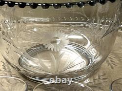 Imperial CANDLEWICK 15-Piece Etched Floral #279 Punch Bowl Set-Gorgeous