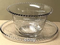 Imperial CANDLEWICK 15-Piece Etched Floral #279 Punch Bowl Set-Gorgeous