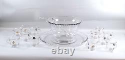 Imperial CANDLEWICK-CLEAR Glass 15pc Punch Bowl Set with Original Box&Seals NOS