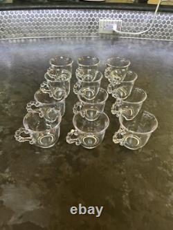 Imperial Candlewick Clear Glass Punch Bowl Set Bowl Ladle Underplate & 12 Cups
