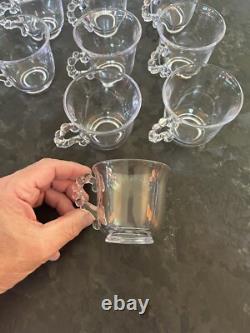 Imperial Candlewick Clear Glass Punch Bowl Set Bowl Ladle Underplate & 12 Cups