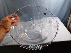 Imperial Candlewick Clear Glass Punch Bowl Set Bowl Ladle Underplate & 12 Cups