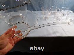 Imperial Candlewick Clear Glass Punch Bowl Set Bowl Ladle Underplate & 12 Cups