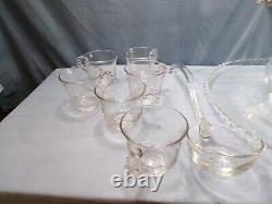 Imperial Candlewick Clear Glass Punch Bowl Set Bowl Ladle Underplate & 12 Cups