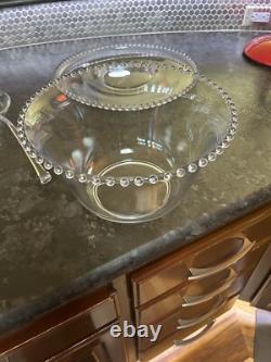 Imperial Candlewick Clear Glass Punch Bowl Set Bowl Ladle Underplate & 12 Cups