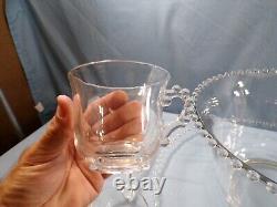 Imperial Candlewick Clear Glass Punch Bowl Set Bowl Ladle Underplate & 12 Cups