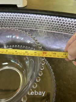 Imperial Candlewick Clear Glass Punch Bowl Set Bowl Ladle Underplate & 12 Cups