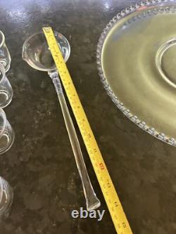 Imperial Candlewick Clear Glass Punch Bowl Set Bowl Ladle Underplate & 12 Cups