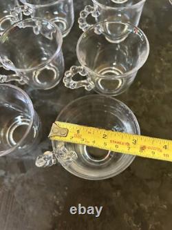 Imperial Candlewick Clear Glass Punch Bowl Set Bowl Ladle Underplate & 12 Cups