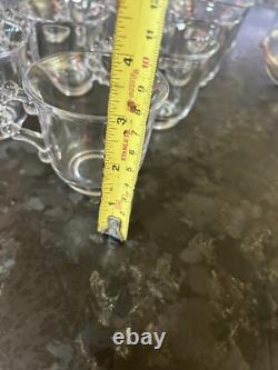 Imperial Candlewick Clear Glass Punch Bowl Set Bowl Ladle Underplate & 12 Cups