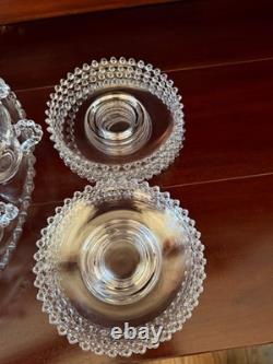 Imperial Candlewick Glass Punch Bowl Ladle Underplate 12 Cups & Saucers Complete