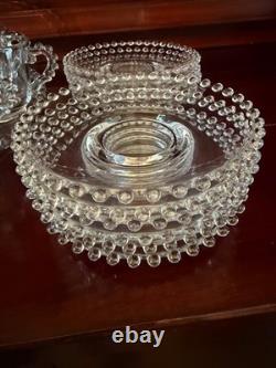 Imperial Candlewick Glass Punch Bowl Ladle Underplate 12 Cups & Saucers Complete