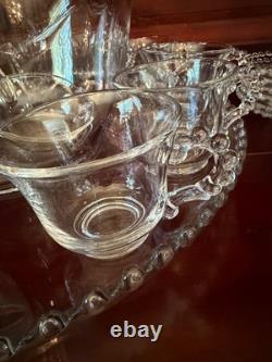 Imperial Candlewick Glass Punch Bowl Ladle Underplate 12 Cups & Saucers Complete