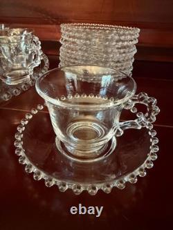 Imperial Candlewick Glass Punch Bowl Ladle Underplate 12 Cups & Saucers Complete