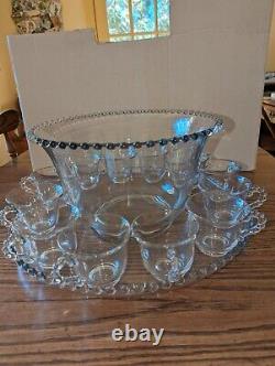 Imperial Candlewick Punch Bowl, Underplate, & 12 Punch/Coffee Cups