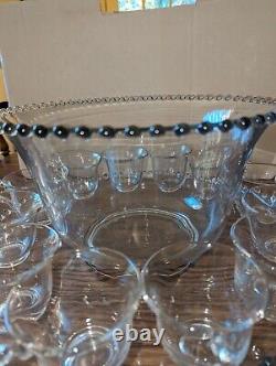 Imperial Candlewick Punch Bowl, Underplate, & 12 Punch/Coffee Cups