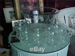 Imperial Candlewick Punch Bowl and 12 cups