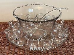 Imperial Candlewick Punch Bowl with Underplate, 18 Cups and Ladle