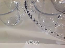 Imperial Candlewick punch bowl set 18 cups, bowl, ladle & 16 inch under plate