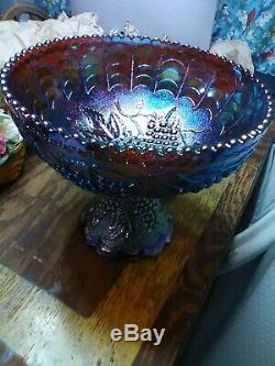 Imperial Carnival Glass IG Amethyst Punch Bowl and Stand