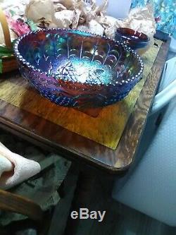Imperial Carnival Glass IG Amethyst Punch Bowl and Stand