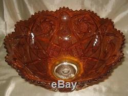 Imperial Carnival Marigold Whirling Star Punch Bowl & 12 Cup Iridescent Line 500
