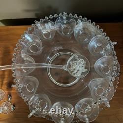 Imperial Crystal Candlewick 15 Piece Punch Bowl Set 400/20