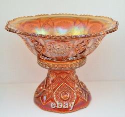 Imperial Fashion Marigold Carnival Glass Punch Bowl With Base