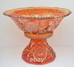 Imperial Fashion Marigold Carnival Glass Punch Bowl With Base