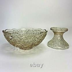 Imperial Glass C. No. 733 (OMN) Broken Arches Punch Bowl with Stand and 6 Cups