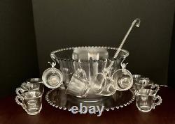 Imperial Glass CANDLEWICK Crystal Punch Bowl, Underplate, 12 Cups And Ladle