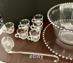 Imperial Glass CANDLEWICK Crystal Punch Bowl, Underplate, 12 Cups And Ladle