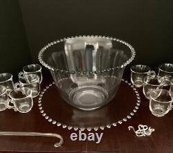 Imperial Glass CANDLEWICK Crystal Punch Bowl, Underplate, 12 Cups And Ladle
