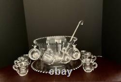 Imperial Glass CANDLEWICK Crystal Punch Bowl, Underplate, 12 Cups And Ladle