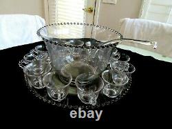 Imperial Glass Candlewick 15 Pc Punchbowl Set Art Deco Elegance Just Stunning