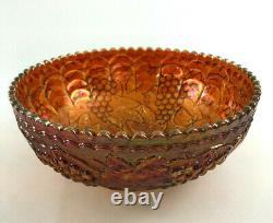 Imperial Glass Co. Carnival glass punch bowl IMPERIAL GRAPE marigold c. 1912+