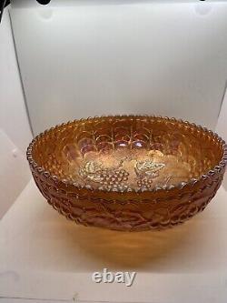 Imperial Glass Co. Carnival glass punch bowl IMPERIAL GRAPE marigold c. 1912+ 12
