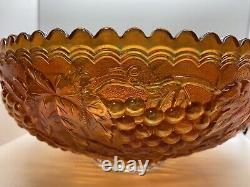 Imperial Glass Co. Carnival glass punch bowl IMPERIAL GRAPE marigold c. 1912+ 12