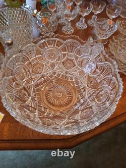Imperial Glass Co. Start 1910 Classical Broken Arches Design Punch Bowl 3 Glass
