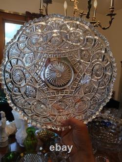 Imperial Glass Co. Start 1910 Classical Broken Arches Design Punch Bowl 3 Glass
