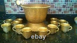 Imperial Glass Company All Over Gold Candlewick Punchbowl and 12 Cups Punch Bowl
