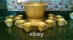 Imperial Glass Company All Over Gold Candlewick Punchbowl and 12 Cups Punch Bowl