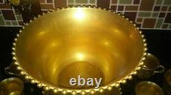 Imperial Glass Company All Over Gold Candlewick Punchbowl and 12 Cups Punch Bowl