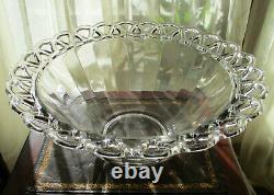 Imperial Glass Crocheted punch bowl set 12 cups mid century elegant