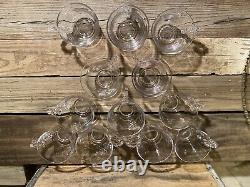Imperial Glass Ohio Candlewick Clear Punch Bowl Tray & Cups 14 Piece Set