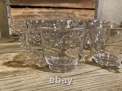 Imperial Glass Ohio Candlewick Clear Punch Bowl Tray & Cups 14 Piece Set